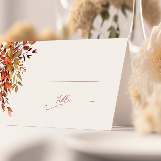 Carte De Placement FALL Script Mariage Place Card Burange Orange (Créateur téléchargé)