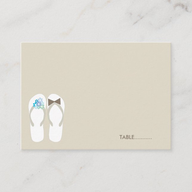 Carte De Placement fatfatit Beach Aqua Flip Flops Guest Place Card (Devant)