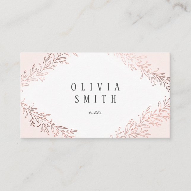 Carte De Placement Faux doré rose or botanique élégant mariage (Devant)