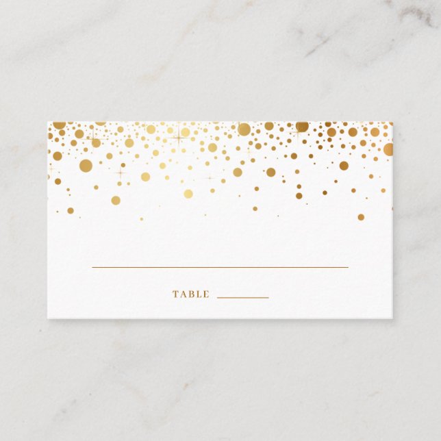 Carte De Placement Faux Gold Foil Confetti Points Mariage élégant (Devant)