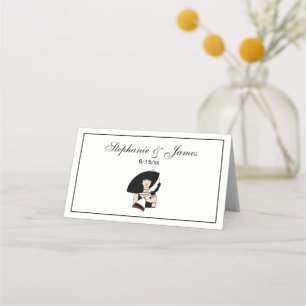 Carte De Placement Femme Art Déco vintage portant des gants Casquette