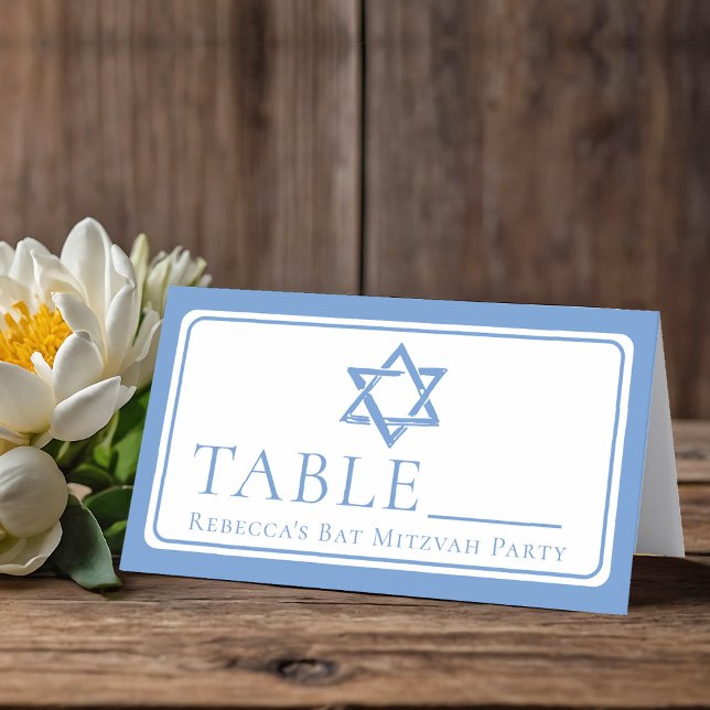 Carte De Placement Fête bat mitzvah lumière étoile bleue de David (Créateur téléchargé)