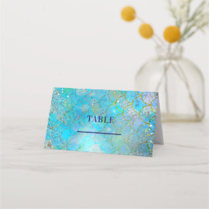 Carte De Placement Fête d'anniversaire Sirène Perle Iridescente Paill