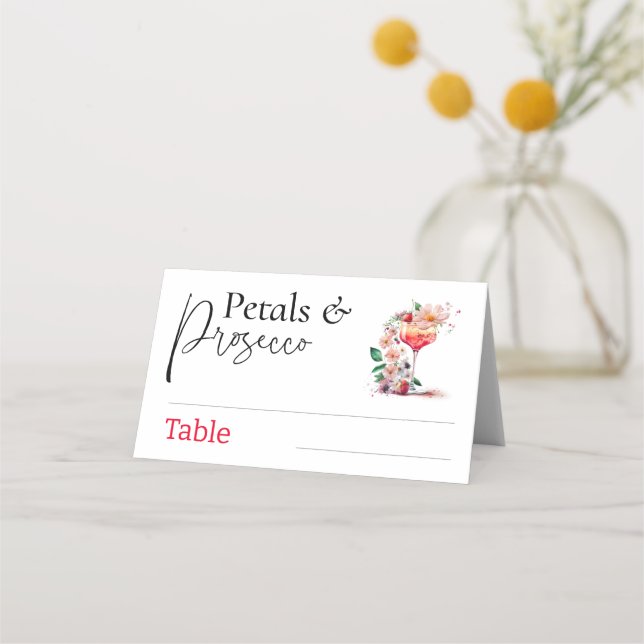 Carte De Placement Fête de Brunch de Fiançailles avec Pétale Prosecco (Devant)