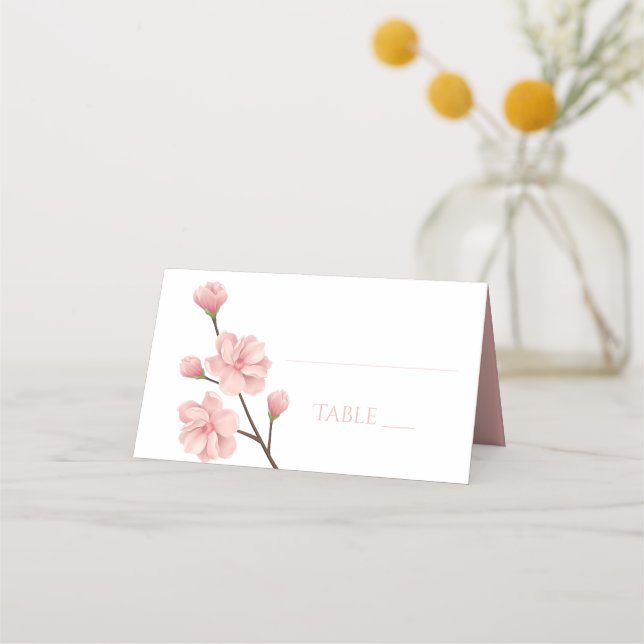 Carte De Placement Fête de mariage Fleurs de fleurs de cerisier rose  (Devant)
