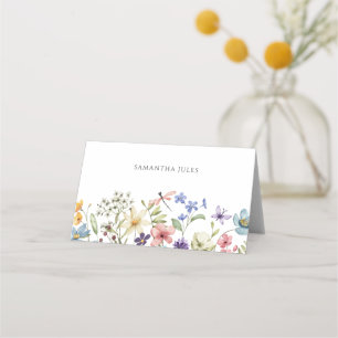 Carte De Placement Fête de Mariage Florale aux Fleurs Sauvages Coloré
