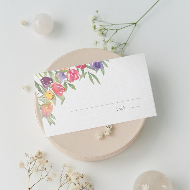 Carte De Placement Fête de mariage Fun and Bright Tulipes et Verdure (Créateur téléchargé)