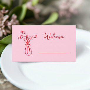 Carte De Placement Fête de mariage gribouillage fantaisiste rose