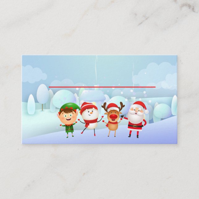 Carte De Placement Fête de Noël Père Noël, Rudolph Snowman Elf (Devant)