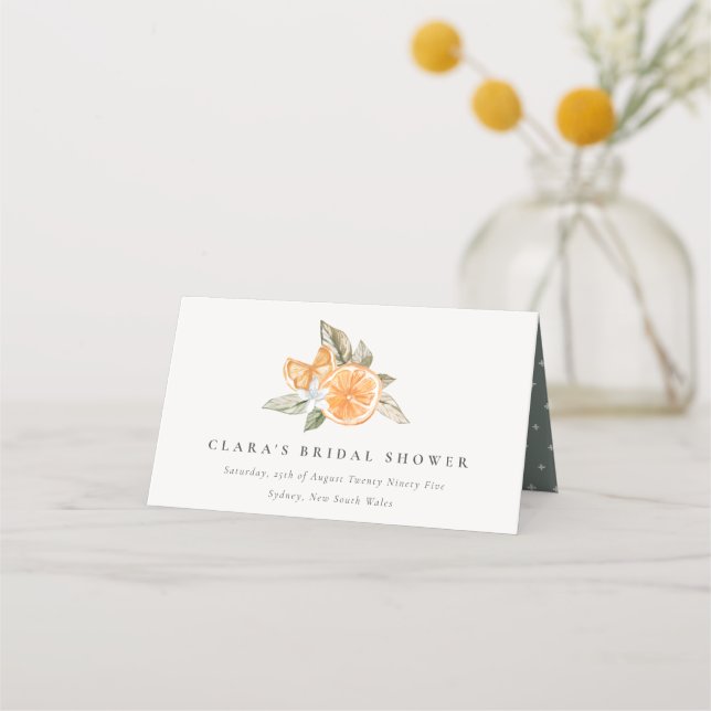 Carte De Placement Fête des mariées d'aquarelle botanique orange mini (Devant)