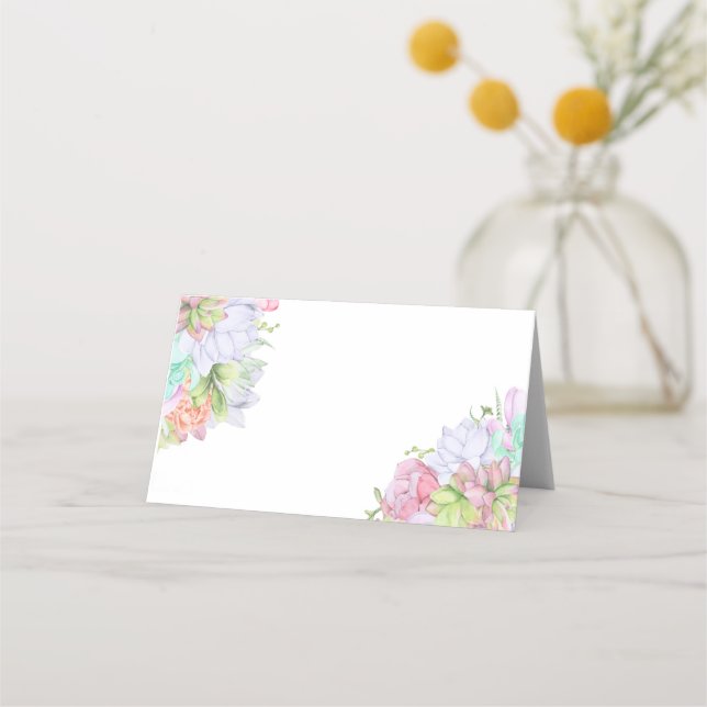 Carte De Placement Fête des mariées de couronne de verdure Succulente (Dos)