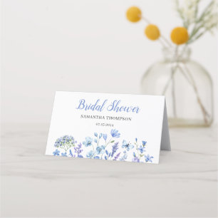Carte De Placement Fête des mariées Florale Bleue Plaqué Carte Place