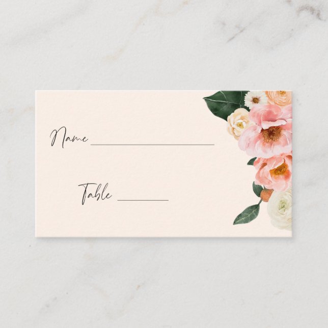 Carte De Placement Fête des mariées florale rose moderne (Devant)