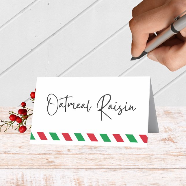 Carte De Placement Fêtes modernes Pliage de nourriture, de boisson ou (Fun Christmas Holiday Folding Label Cards for Food and Drink Labels, Place Cards, Contests and More)