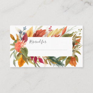 Carte De Placement Feuillage d'automne d'aquarelle de dîner de