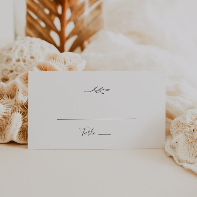 Carte De Placement Feuille minimale | Mariage plat gris foncé (Créateur téléchargé)