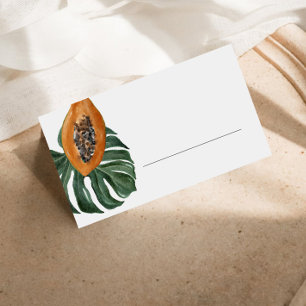 Carte De Placement Feuille tropicale et papaye en remplissage