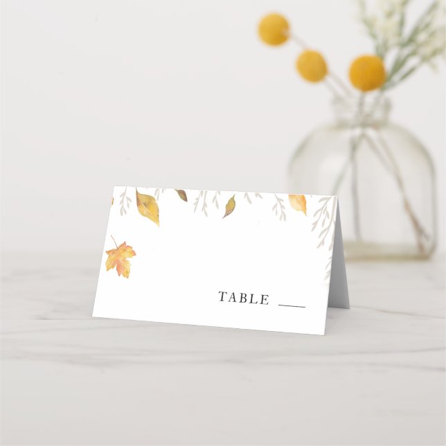 Carte De Placement Feuilles d'automne tombent amoureux Mariage (Devant)