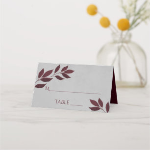 Carte De Placement Feuilles de Bourgogne sur Grey Élégant mariage écr