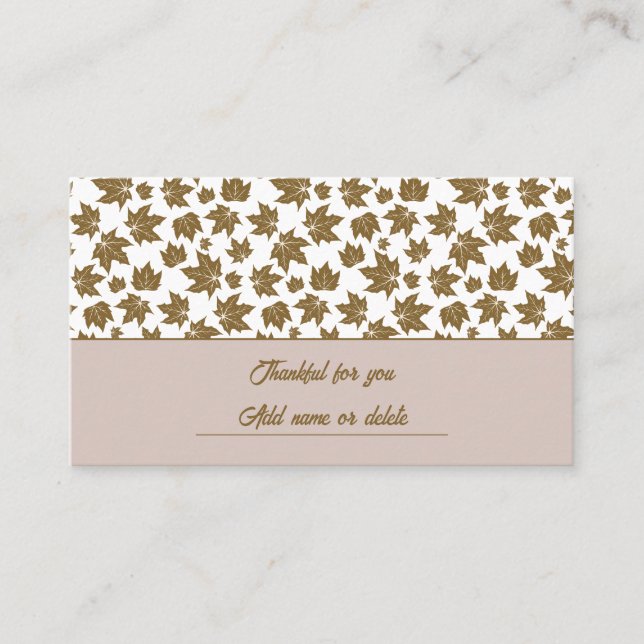 Carte De Placement Feuilles de l'érable Thanksgiving Brunch Dîner (Devant)