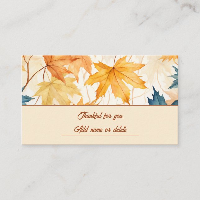 Carte De Placement Feuilles de l'érable Thanksgiving Brunch Dîner (Devant)