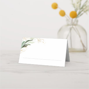 Carte De Placement Feuilles d'or et Mariage de verdure Eucalyptus