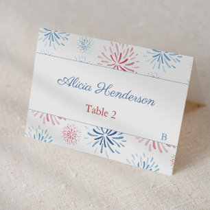 Carte de placement Feux d'artifice Rouge Blanc Ble