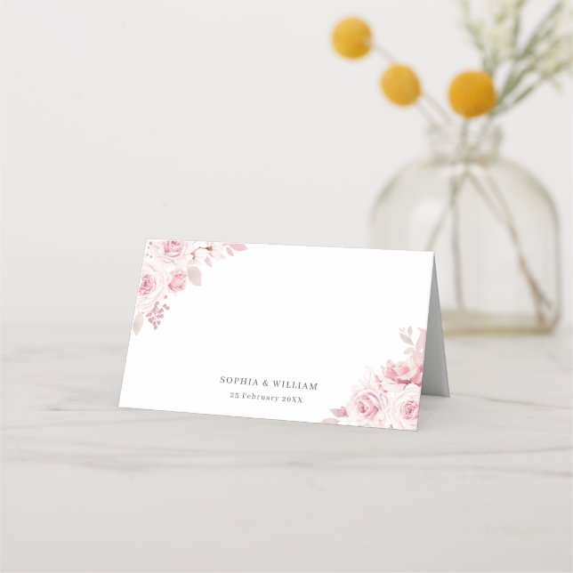 Carte De Placement Fiançailles de mariage élégant rose pâle (Devant)