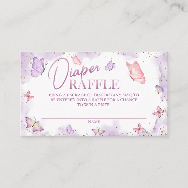 Carte De Placement Fille Papillon Baby shower Déchets Raffle (Devant)