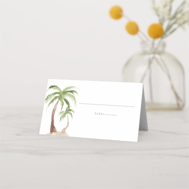 Carte De Placement FIONA Aquarelle Palm Tree Plage tropicale Invité (Devant)