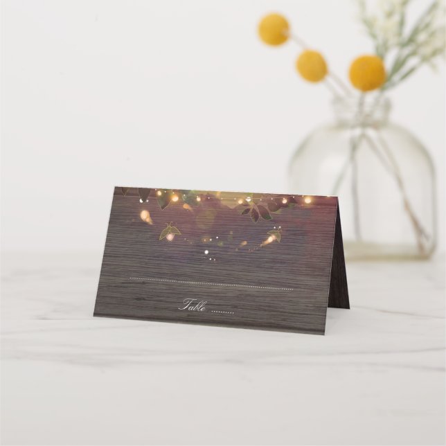Carte De Placement Fireflies et Mason Jar Mariage rustique (Devant)