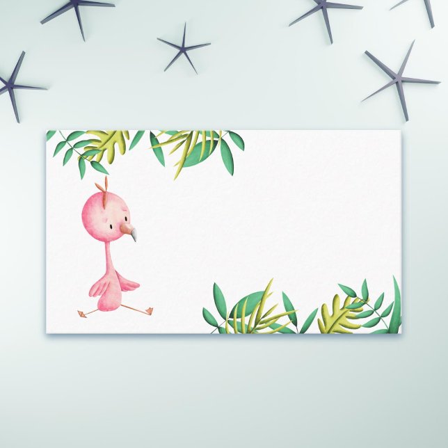 Carte De Placement Flamant rose rose Tropical Floral (Créateur téléchargé)