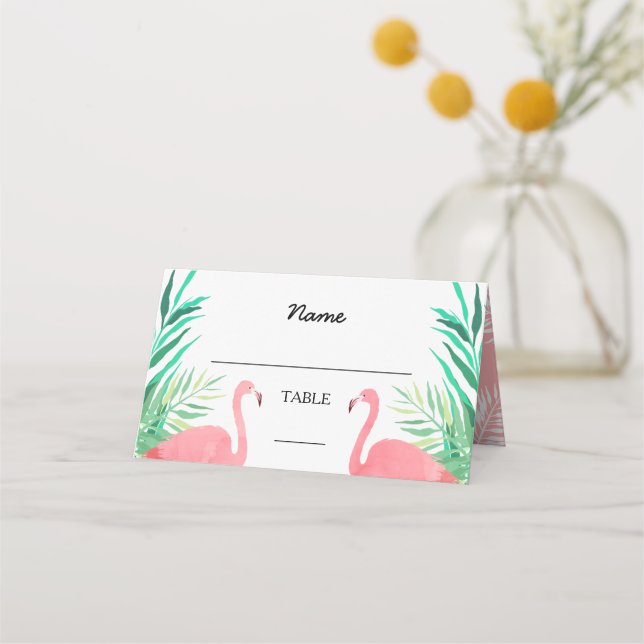 Carte De Placement Flamants roses d'aquarelle Mariage tropical (Devant)