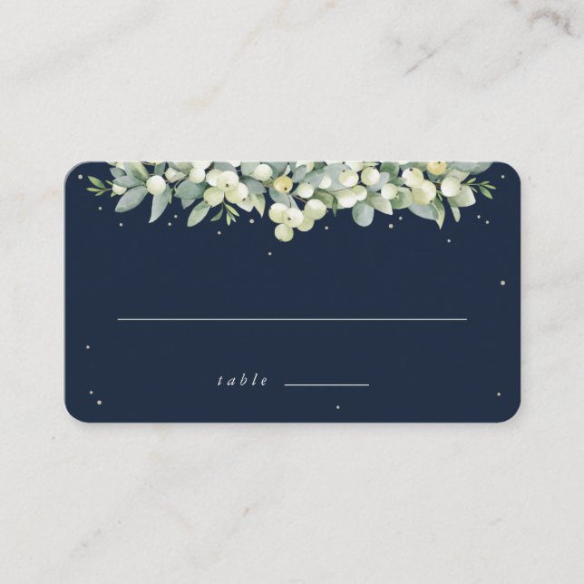 Carte De Placement Flat Mariage Dark Navy Snowberry+Eucalyptus (Devant)