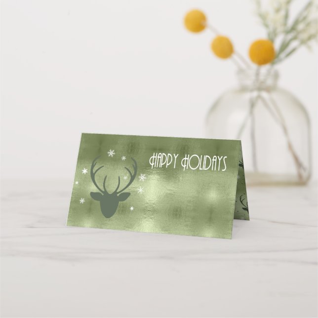 Carte De Placement Flèches de cerfs Antlers Christmas Green ID861 (Devant)
