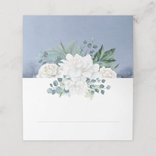 Carte De Placement Fleur blanche Dusty Bleu élégant