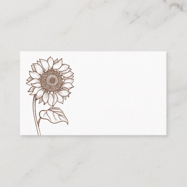 Carte De Placement Fleur de Tournesol Floral Marron Campagnard Mariag (Devant)