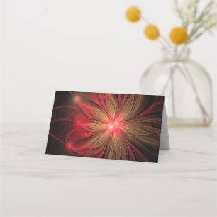 Carte De Placement Fleur fractale de fansy rouge