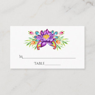 Carte De Placement Fleur Lotus indienne d'aquarelle