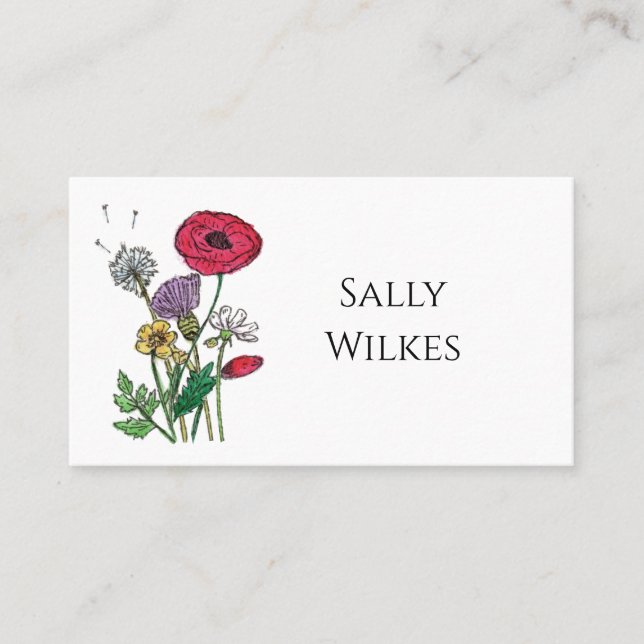 Carte De Placement Fleur sauvage aquarelle (Devant)