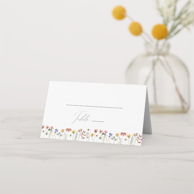 Carte De Placement Fleur sauvage coloré | Plié (Devant)