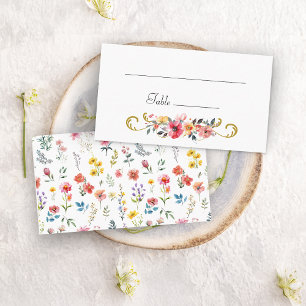 Carte De Placement Fleur sauvage d'aquarelle Mariage d'été du printem