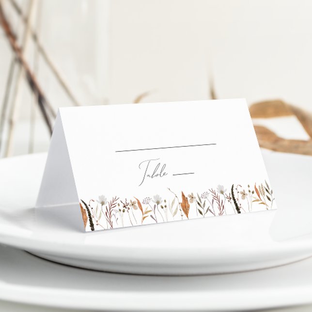 Carte De Placement Fleur sauvage d'automne Boho | Plié (Créateur téléchargé)