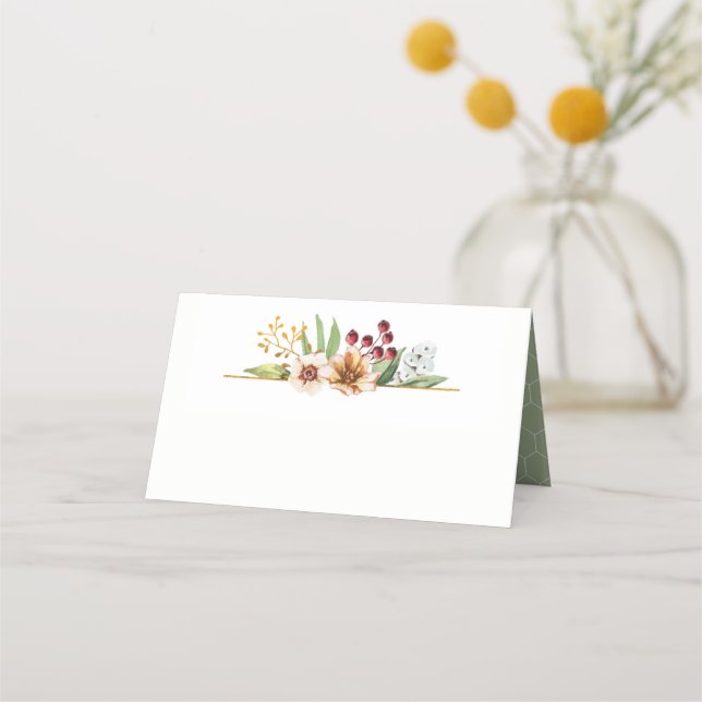 Carte De Placement Fleur sauvage d'automne - Mariage d'aquarelle (Devant)