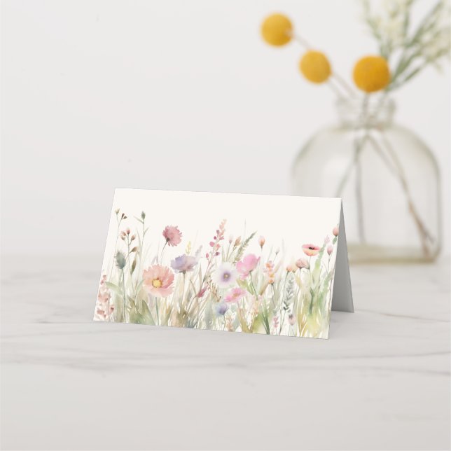 Carte De Placement Fleur sauvage de couleur aquarelle (Dos)