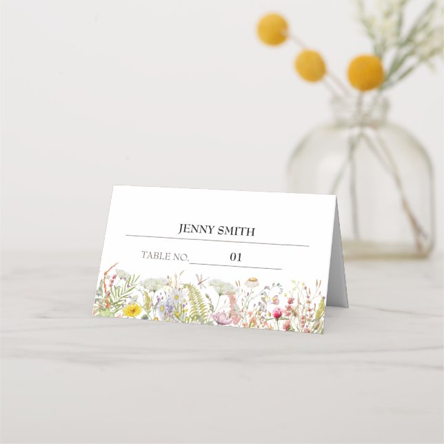 Carte De Placement Fleur sauvage d'été du printemps | Carte Mariage (Devant)