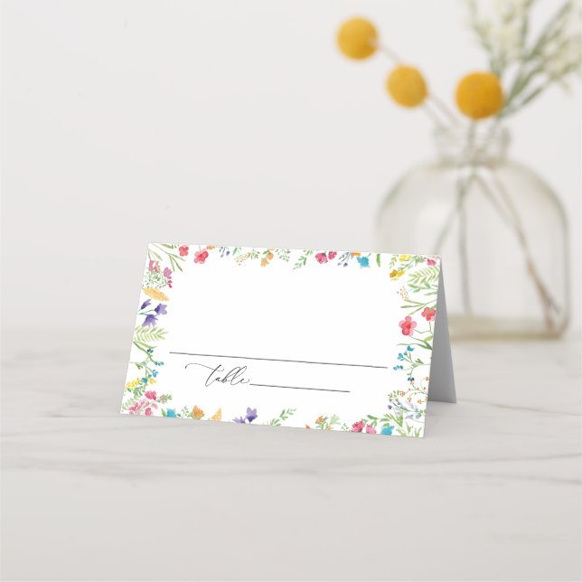 Carte De Placement Fleur sauvage d'été Mariage Place Card (Devant)