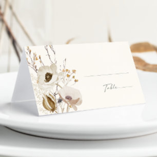 Carte De Placement Fleur Sauvage Fantaisiste Mariage Plié Ivoire &