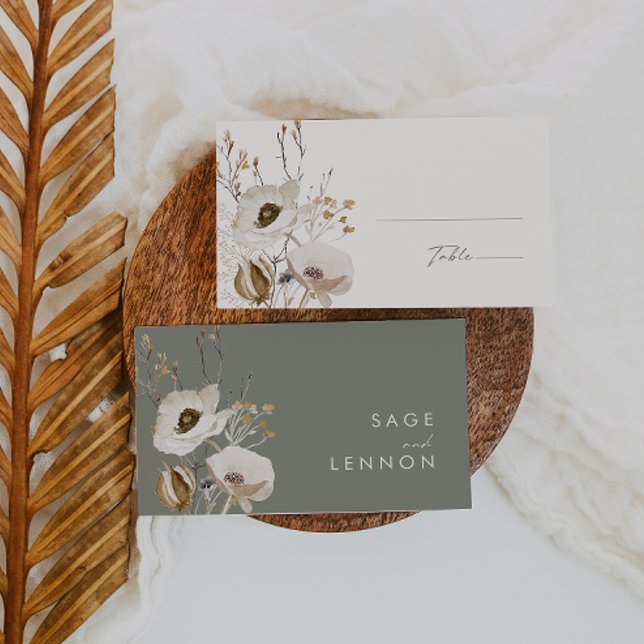 Carte De Placement Fleur sauvage lunatique | Mariage plat ivoire (Créateur téléchargé)