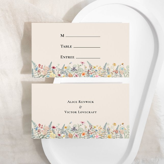 Carte De Placement Fleur sauvage simple Fern Mariage Entree Choix pla (Créateur téléchargé)